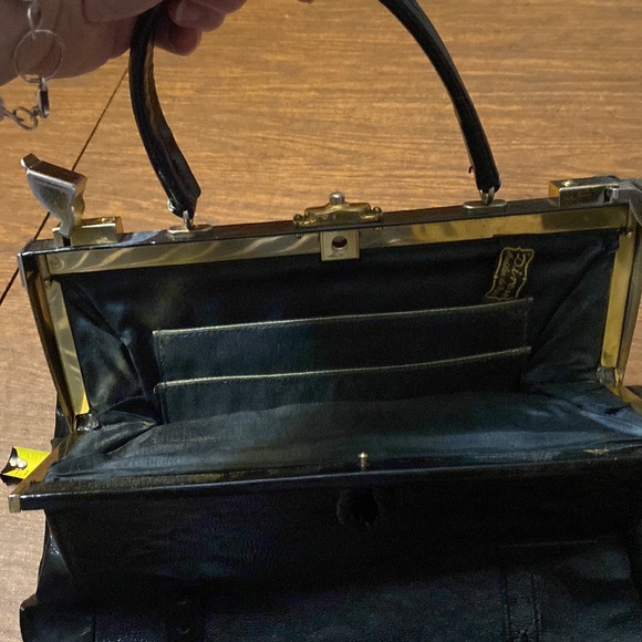 VINTAGE Fashion European Leather Handbag, Made in Paris, Black - Picture 5 of 10